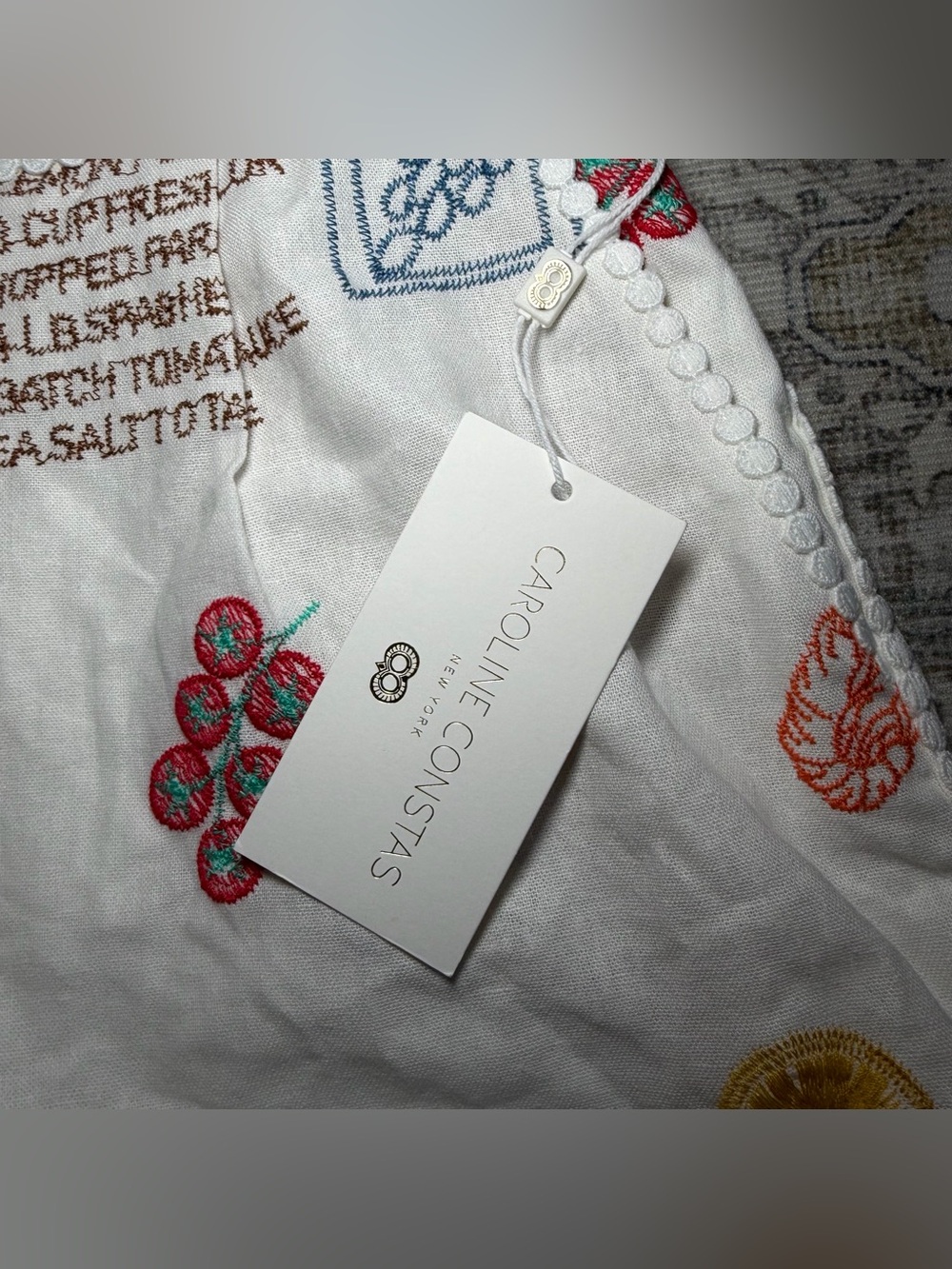 Caroline Constas Women’s Frutti Di Mare Shorts Sz 4 White Linen Embroidered NWT - Picture 7 of 12